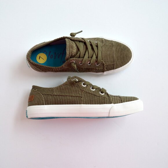 blowfish malibu casual slip sneaker shoes corduroy ribbed olive green woman new - Picture 3 of 7